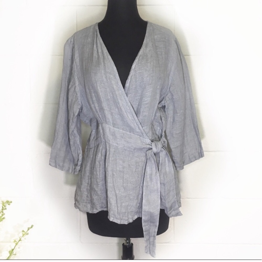 100% linen light grey top from FLAX